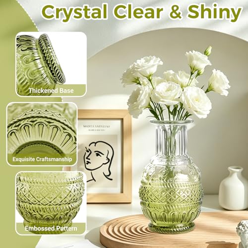 Babenest 30pcs Green Small Bud Vase Set, Mini Gradient Glass Flower Vases in Bulk, Decorations Vintage Little Vase for Rustic Wedding Party Home Office Recepetion Centerpieces Table Decor - color: Green, size: 30pcs