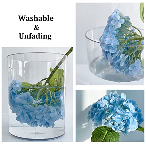 YalzoneMet Real Touch Hydrangea Artificial Flowers 3 Pcs 21 inches Light Blue Natural Lifelike Latex Flower Long Stem Faux Hydrangea Gift for Home Kitchen Garden Xmas Decor Christmas Table Centerpiece - color: Light Blue