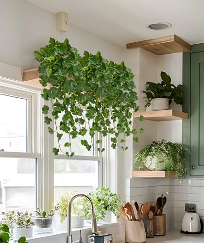 24" Artificial Hanging Plant Ivy Vine Green Plants Decorative Artificial Plants Fake Hanging Plants for Window Wall Decorations - color: Grape Leaf, size: 42-inch