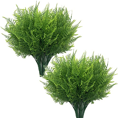 Artificial Plants, Plastic Grass Fern Shrubs Leaves Fake Bushes Outdoor Indoor Greenery Home Garden Décor UV Resistant Planting Filler Table Centerpieces Arrangements DIY Decoration 8 Pack - color: Fine Grass/ 8 Pcs