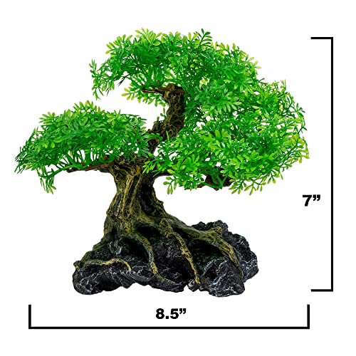 UNEAK - Aquarium Bonsai Tree Plant Fish Tank Decorations Medium/Large Resin Plastic Artificial Plants Flower Ornament Beta Goldfish Decoration Ornaments Freshwater & Saltwater Décor - color: Bonsai Tree Green