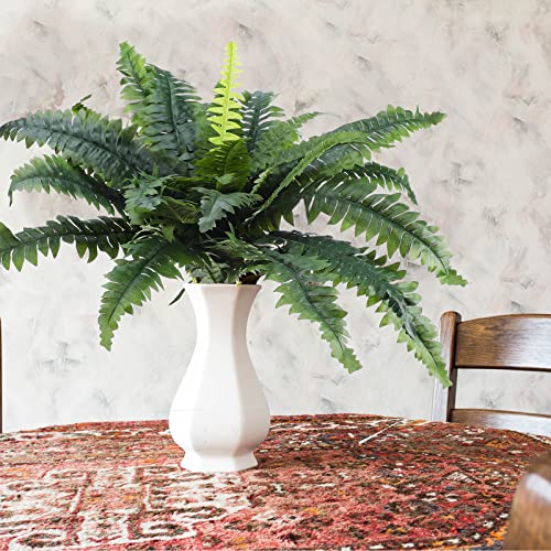 Jutom 2 Pcs Artificial Ferns for Outdoors 22 Inch Large Faux Artificial Boston Fern Fake Bush Plants with 28 Branches Realistic Natural Shrubs Plant for House Office Garden Porch Decor