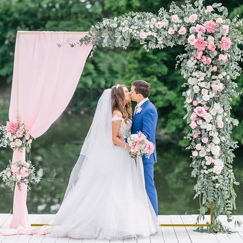Wokceer Wedding Arch Backdrop Stand Square 6.6FTx6.6FT Gold Metal Balloon Arch Stand Garden Arbor Backdrop Frame for Wedding Birthday Party Baby Shower Photo Booth Background Decoration - color: Gold, size: 6.6FT x 6.6FT
