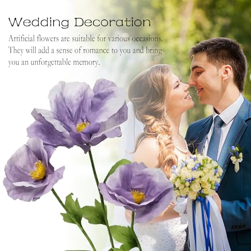 3PCS Purple Giant Artificial Flower 3D Realistic Flowers Made of Waterproof Paper Durable Easy Maintenance Perfect for Home Garden Weddings Hotel Events Christmas Graduation Party Decorations - color: Purple