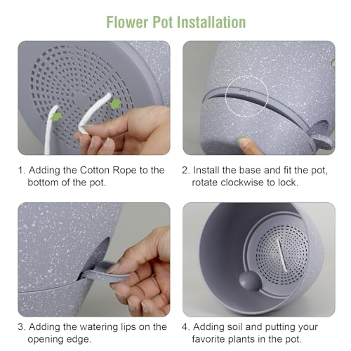 Meowell 12 inch Large Self Watering Pots, Plant Pots with Mesh Drainage Holes for Indoor Outdoor Plants, Plastic Planters with Deep Reservoir for Garden House Flower Plants, Speckled Grey - color: Speckled Grey, size: 12inch B