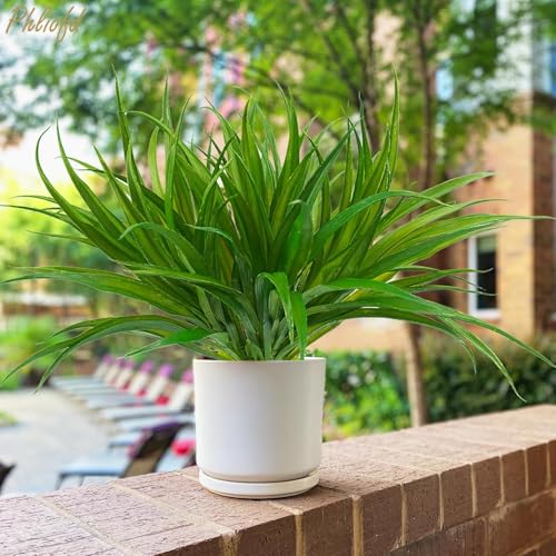 32 Pcs Artificial Grass Fake Plants 17.3in Outdoor Plants UV Resistant Faux Greenery Stems Fake Grass for Home Window Garden Office Patio Pathway Front Porch Halloween Décor Green - color: Green, size: 32 Pcs