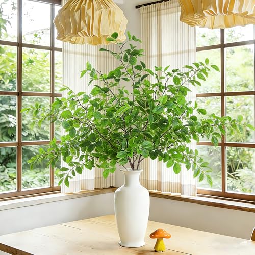 Uieke 8Pcs 37" Faux Eucalyptus Stems, Artificial Plants Indoor Lifelike Silk Plastic Plants for Spring Decoration, Faux Greenery Stems for Wedding Kitchen Home Decor - color: Green, size: 8