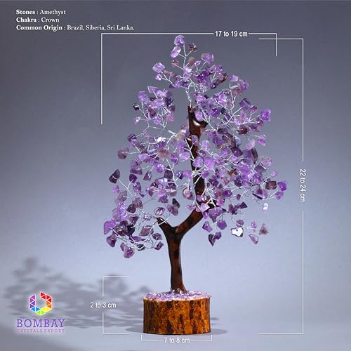 Amethyst Crystal of Life with Silver Wire, Feng Shui Gemstone Bonsai Chakra Tree for Healingof Life Decor, Spiritual Crystal Gifts for Women and Men, Moneyfor Meditation and Reiki - color: Amethyst