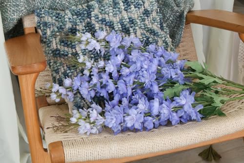 IPOPU 40" Delphinium Artificial Flowers 5PCS Faux Delphinium Larkspur Silk Flowers Long Stem Artificial Flowers for Home Wedding Floral Arrangement Centerpiece Decor(Light Blue) - color: Light Blue