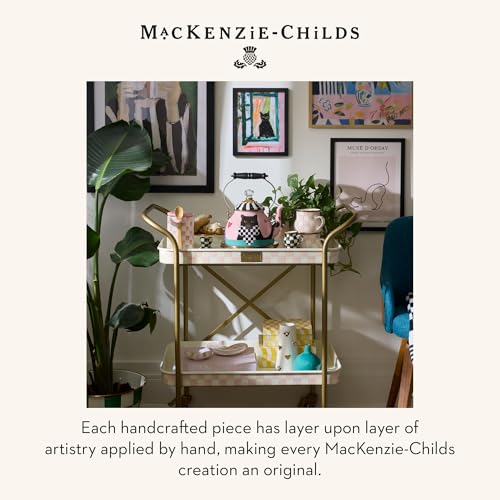 MACKENZIE-CHILDS Ceramic Heart Vase, Unique Decorative Vase, Short, Black-and-White Courtly Check - size: Short