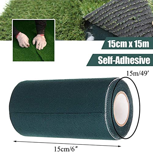 TYLife Artificial Grass Tape 6" x49'(15cmx 15m) Self-Adhesive Seaming Turf Tape Lawn Carpet Jointing ,Green - size: 6InX49Ft(15cmX15m)
