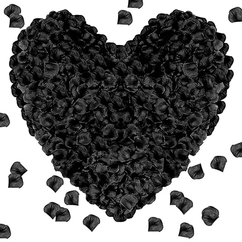 Pyrrhiax 1000Pieces Rose Petals, Artificial Flower Petals Black Rose Petals for Romantic Night,Wedding,Proposal Anniversary Flower Decorations (Black) - color: Black, size: 1000pcs