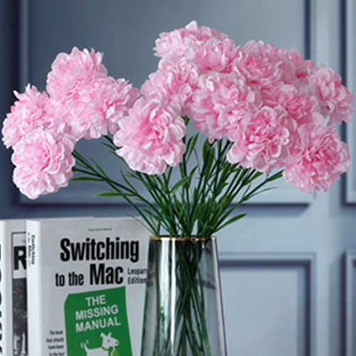 18inch Artificial Flowers 10pcs Carnations Flowers Silk Hydrangea Bridal Wedding Bouquet for Home Garden Party Office Coffee House Decorations (Pink)arden Party Office Coffee House Decorations (Pink) - color: Pink