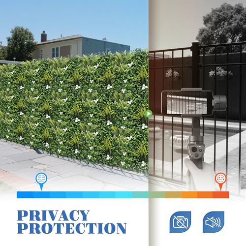 ECOOPTS 20"x20" Faux Ivy Privacy Fence Screen Artificial Boxwood Panels Topiary Hedge Plants for Indoor Outdoor Decoration, #5 Mixed Leaves, 6 Packs - color: #5 Mixed Leaves, size: 20"x20"