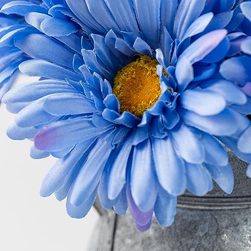 TOPIA Artificial African Daisies Flowers African Daisy Silk Flowers Artificial Gerbera Daisies Pack of 10 (Blue) - color: Blue, size: 10pcs