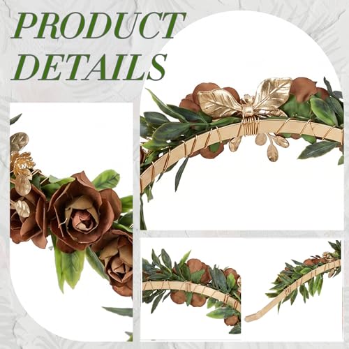 Fairy Flower Crown Headband, Artificial Brown Rose Floral Headpiece, Bridal Boho Flower Headbands for Women Maternity Birthday Wedding Renaissance Festival Party Hair Accessories - color: Brown
