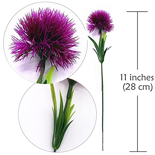 Artificial Dandelion Flowers (Purple 10 Pcs) Fake Plants, Plastic Faux Stems Flower Outdoor Indoor Home Garden Party Room Office Wedding Table Centerpieces DIY Filler Decoration - color: Dandelions Purple/ 10 Pcs