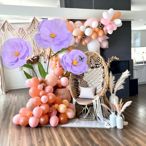 5.8 Ft Giant Artificial Flowers,Large Paper Flower,Huge Poppy Flowers Decoration for Wedding,Hotel,Office,Window Display and Home Farmhouse Decor(Purple) - color: Purple