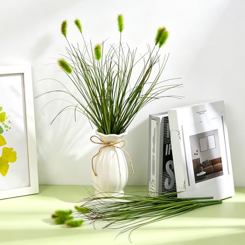 FOIMAS 12pcs Artificial Grass Plants,17.7" Faux Shrubs Wheat Grass Greenery Stems Dog Tail for Indoor Outdoor Home Decor - size: 17.7