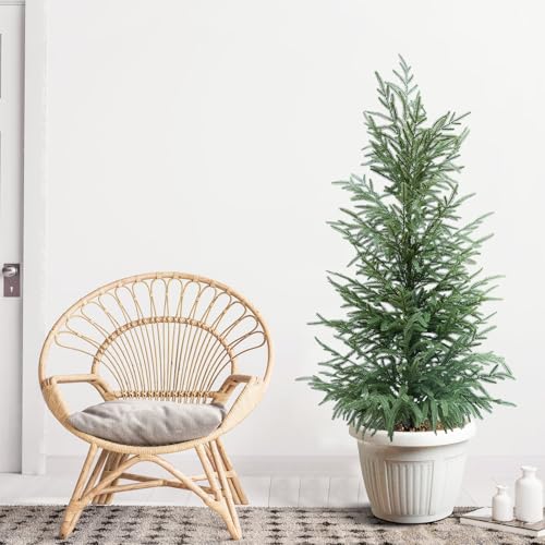 4FT Artificial Norfolk Pine Tree 2-Pack, Realistic UV Resistant Potted Plants for Christmas, Easy Fluff & Store, Indoor Outdoor Decor - size: 4FT