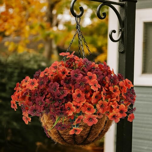 Artificial Mum Flowers for Outdoors, 16 Bundles UV Resistant Faux Mum | Fake Mums Plastic Flowers for Halloween Front Door Porch Patio Yard Balcony Decor - color: Mix Color, size: 16PCS