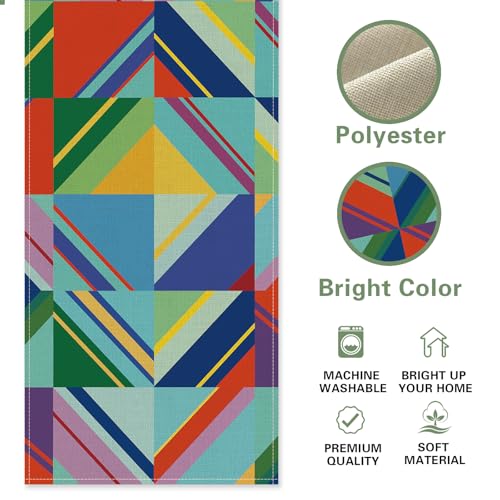 Colorful Geometric Dining Table Runner, Multicolor Triangle Abstract Modern Art Burlap Kitchen Decoration, Minimalism Indoor Outdoor Home Decor Party Supply 13 x 72 Inches - color: Colorful Geometric, size: Table Runner 13''X72''