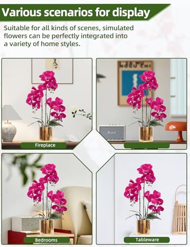 Artificial Orchid Flowers Set Fake Phalaenopsis Flower Faux Butterfly Orchid Real Touch Orchid for Wedding Home Office Party Hotel Yard Decoration Restaurant - color: Violet