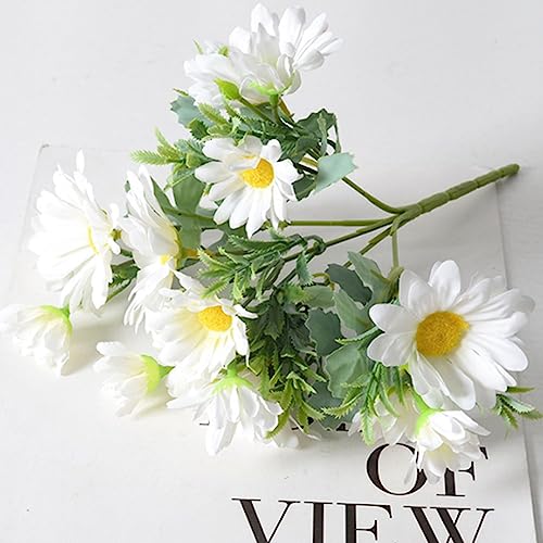 Artificial Flowers, 4 Bundles Silk Daisy, Artificial Gerber Daisy for Home Decoration Flowers Bouquet, Fake Wildflowers Spring Flowers for Wedding Decoration (White) - color: White
