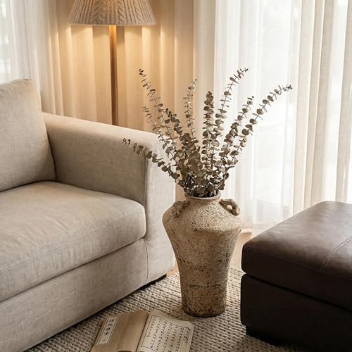 Ceramic Rustic Farmhouse Vase,Extra Large Terra Cotta Vase, Huge Pottery Decorative Flower Vases for Living Room Entryway Table Centerpiece Decor(12.5'' X 7.8'' x 7.8'') (Castle) - color: Castle