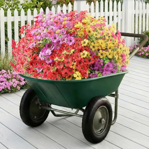 Artificial Flowers for Outdoor,Silk Flowers No Fade Fake Plastic Flowers UV Resistant Faux Plants for Outdoors Outside Front Porch Hanging Planter Window Box Garden Home Decoration,42 Pack(Mixed) - color: Mixed, size: Artificial Flowers(42 Pcs)