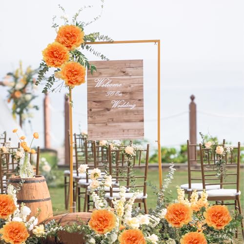 20 Pcs Artificial Flower Peonies, 5" Silk Fake Peonies with 6" Stems No Leaf, Faux Peonies Flowers for Decoration Wedding Home Party Centerpiece Decor Floral Art (Orange) - color: Orange