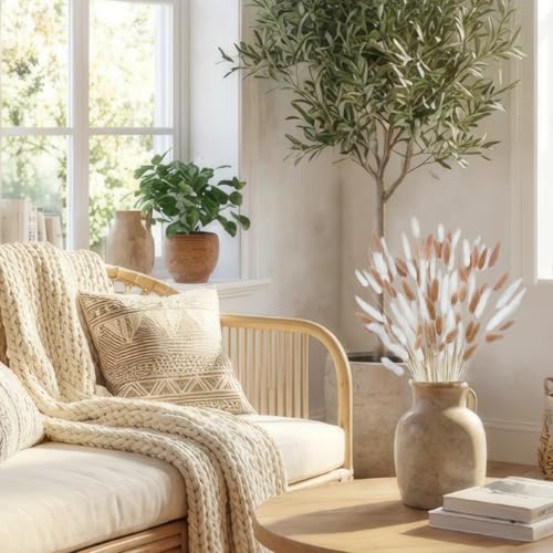 CISDUEO 120pcs Dried Bunny Tails Flowers Lagurus Ovatus Tail Dried Flowers Pampas Grass White and Light Brown Natural Dried Floral Arrangement for Boho Decor Home Wedding DIY Farmhouse Table 17" - color: White, Light Brown