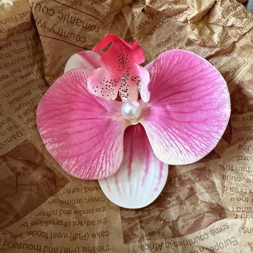 8pcs Hawaiian Flower Hair Clips for Women,Butterfly Orchid Hair Clips Fake Flower for thin thick hair Clips for Wedding Bridal Beach Party - color: 8pcs Butterfly Orchid Flower