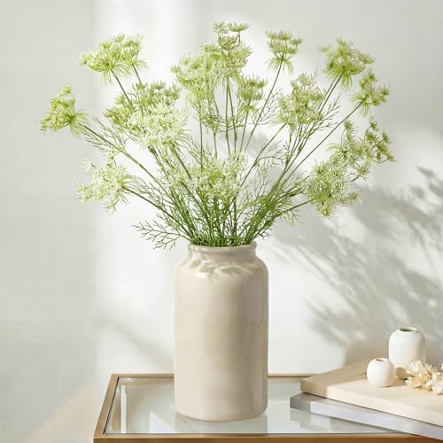 4 Pcs Artificial Queen Anne's Lace Stems 28.7 Inch Faux Ammi Majus Flowers Branches Faux Queen Anne's Lace Flowers Fake Carrot Floral Stems for Vase Bouquets Wedding Home Decor (White) - color: White