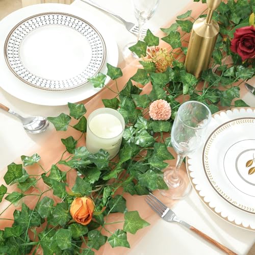 CEWOR 14pcs 98 Feet Fake Vines for Room Decor Artificial Vines Ivy Leaves Hanging Greenery Garlands for Home Bedroom Wall Wedding - size: 14pcs of vines