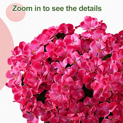 Artificial Crabapple Flowers for Outdoor 10 Pcs Artificial Chinese Flower Fake Flowers with Stems Silk Realistic Floral Arrangement for Front Door Porch Planter Patio Balcony (Rose Red) - color: Rose Red
