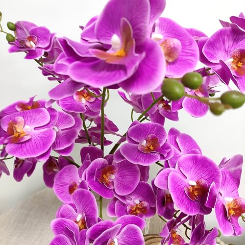 10 Pack Purple Orchid Artificial Flowers Real Touch, 27'' Artificial Fake Faux Silk Orchid Stem Bouquets for Wedding Party Home Garden Decor,Orquideas Artificiales para Decora (excluding the vase) - color: Purple