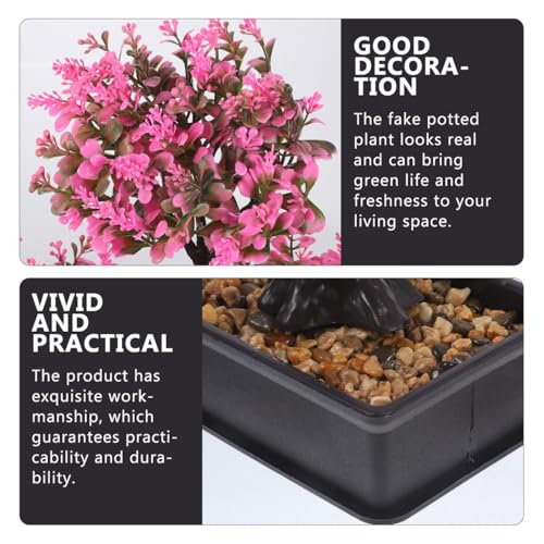 Artificial Bonsai Tree, Fake Potted Bonsai Plants Decoration, Simulation Faux Plants Decor, Desktop Realistic Welcoming Pine Ornament for Home Office Entryway Chests Decor, Pink - color: Pink