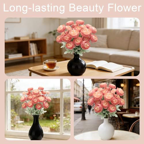Artificial Silk Peony Fake Flowers,6PCS Artificial Faux Peonies Bulbs with 24 Silk Heads for Indoor Outdoor DIY Bouquets Wedding Centerpieces Home Decoration - color: Rose Red