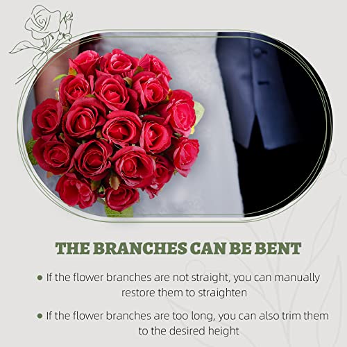 ZMZQ&flw 2 Bouquet Artificial Flowers 36 Heads Silk Red Roses Fake Flowers Single Stem for Outdoor Bridal Wedding - color: Red 36pcs