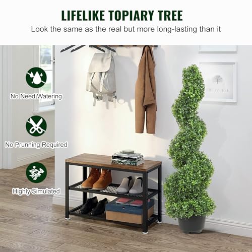 VEVOR Artificial Boxwood Spiral Topiary Trees, 3ft Tall (2 Pieces) Faux Plant Outdoor, All-Year Green Fake Plant with Replaceable Leaves for Decorative/Indoor/Porch/Garden - size: 3ft