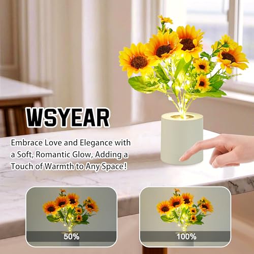 WSYEAR Sunflower Flower Lamp Gifts for Women, Birthday Christmas Ideal Gifts for Mom Granddaughter Girlfriend Friend Wife, Bedroom Bar Coffee - color: Sunflower Flower Lamp