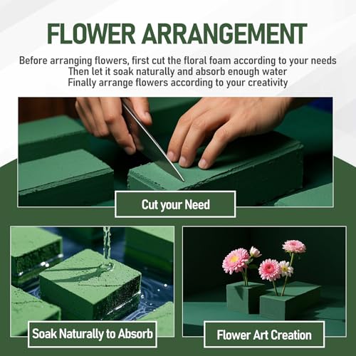 RIDEHILL 3 Pack Floral Foam Blocks, 5.5" x 3.1" x 1.7" Flower Foam for Flower Arrangements Supplies, Wet and Dry Flower Foam Blocks Suitable for Fresh and Artificial Flowers in Decorations