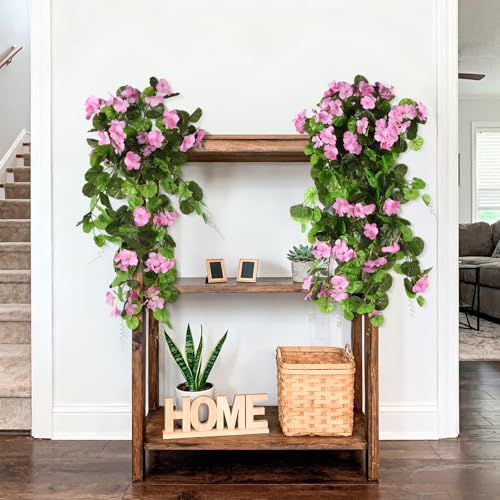 INQCMY Artificial Hanging Flowers Fake Plants for Outdoor Spring Decoration, 2Pcs Realistic Faux Flowers Silk Begonia UV Resistant No Fade for Home Garden Porch Patio Yard Basket(Pink) - color: Pink