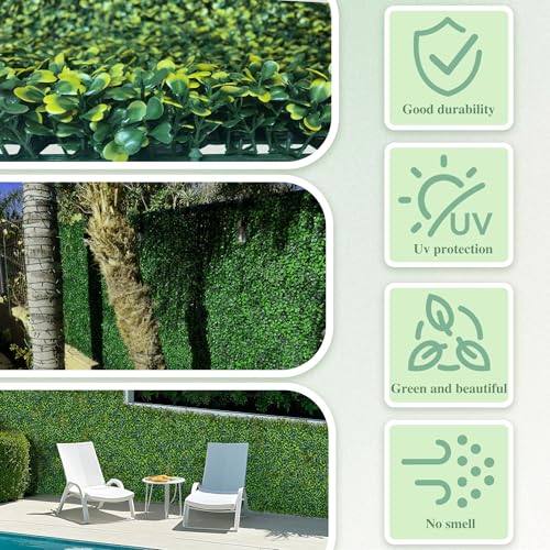 ODTORY Artificial Boxwood Roll Panels: 6 ft x 12 ft (72 sq ft) UV-Resistant Green Grass Wall Decor, Faux Ivy Privacy Fence Screen for Indoor and Outdoor, Garden, Home Decor - size: 72 X 144 IN