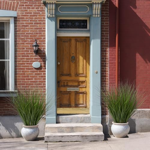 12PCS Fake Plants Artificial Wheat Grass Greenery Plastic Plants Fake Grass Artificial Plants for Outdoor Decor Artificial Grass Plant with Greenery Stems for Indoor Home Decoration 26.4" - size: Tall-12PCS