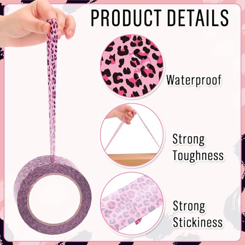 Whaline 109 Yard Leopard Print Packing Tape Pink Waterproof Shipping Tape Pink Safari Jungle Leopard Gift Wrapping Tapes for Small Business DIY Crafts Box Carton Decor - style: Pink Leopard