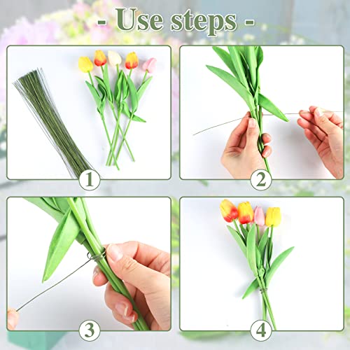 200 Pcs Floral Wire 26 Gauge Crafts Florist Green Floral Wire for Crafts Bouquet Stem Wreath Making Flower Arrangement Supplies (Green,14 Inch) - color: Green