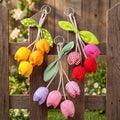 HunnmingRe 3 Pcs Spring Fabric Tulip Flowers Mother's Day Hanging Ornaments Handcrafted Artificial Tulip Pendant Flower Bouquet with Leaf Hanging Accessories for Women Mom Girl Keyring Bag Charm Gifts