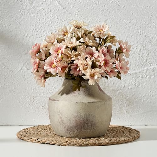 SIDUCAL Ceramic Decorative Flower Vase, 5.39 inch Pottery Farmhouse Rustic Vase, Small Terracotta Vases for Home Decor, Table, Living Room, Bathroom, Shelf, Mantel Decoration, Terra - color: 106-terra